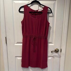 LOFT Dark Pink Sleeveless Cinched Waist Dress